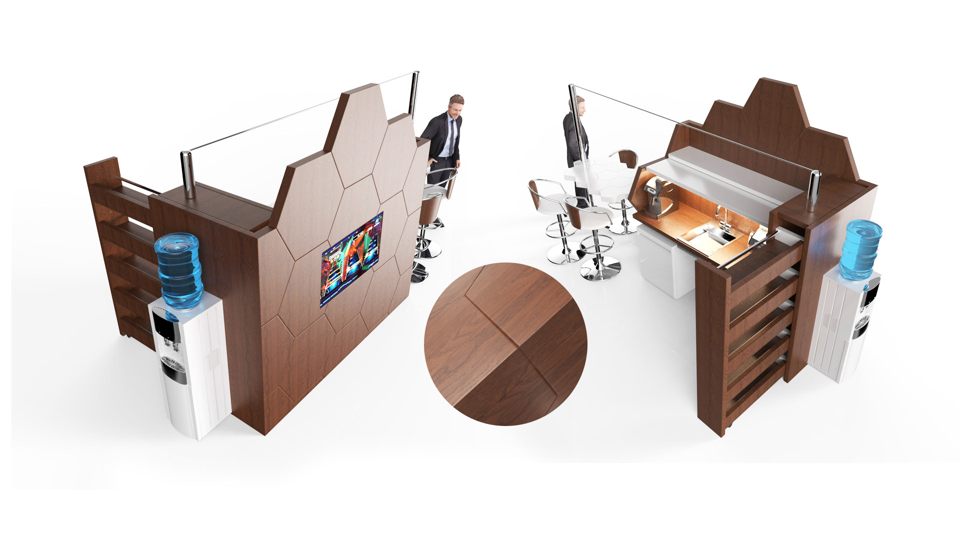 CAD design furniture - 3d render detail shot